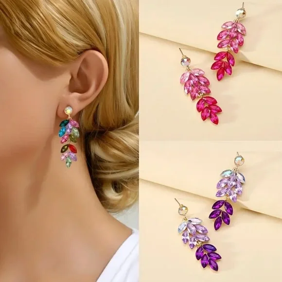 ✨Zara Ayla Purple Crystal Drop Earrings - Picture 5 of 6